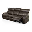 Ozy Manual Recliner Sofa- Pillow Arms- Brown Vegan Leather 88 Inch