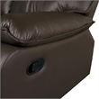 Ozy Manual Recliner Sofa- Pillow Arms- Brown Vegan Leather 88 Inch