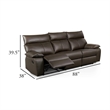 Ozy Manual Recliner Sofa- Pillow Arms- Brown Vegan Leather 88 Inch