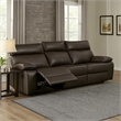 Ozy Manual Recliner Sofa- Pillow Arms- Brown Vegan Leather 88 Inch