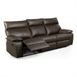 Ozy Manual Recliner Sofa- Pillow Arms- Brown Vegan Leather 88 Inch