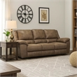 Jem Sofa with Drop Down Table- Light Brown Faux Leather- 87 Inch