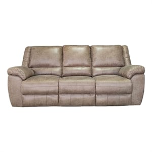 Jem Sofa with Drop Down Table- Light Brown Faux Leather- 87 Inch