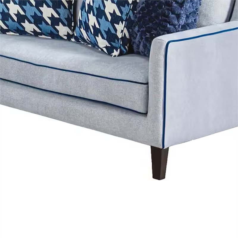 Colin Loveseat- 4 Houndstooth Pillows- Gray Blue Polyester- 68 Inch