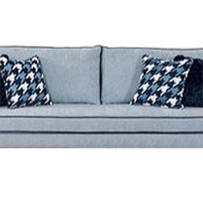 Colin Sofa- 4 Houndstooth Throw Pillows- Blue Polyester- 85 Inch