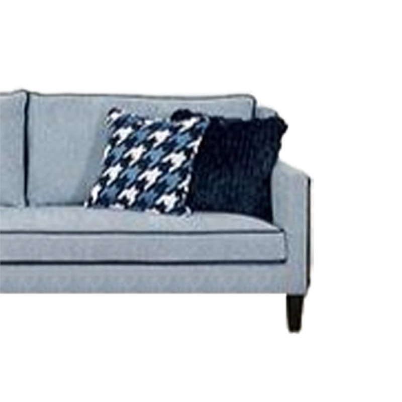 Colin Sofa- 4 Houndstooth Throw Pillows- Blue Polyester- 85 Inch