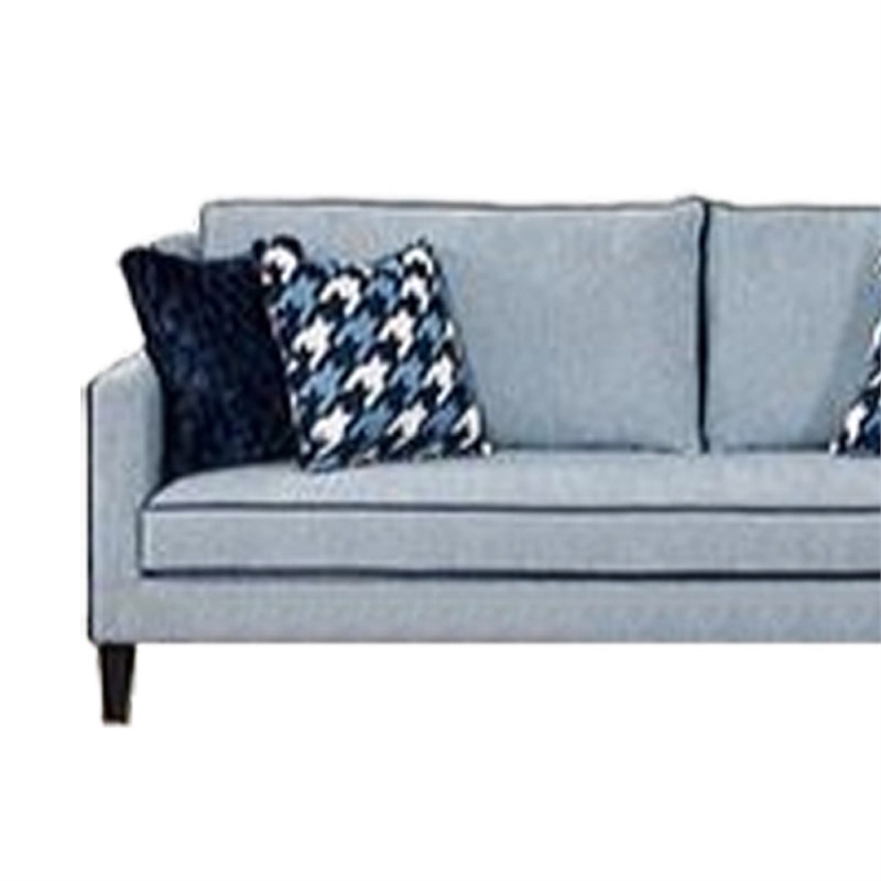 Colin Sofa- 4 Houndstooth Throw Pillows- Blue Polyester- 85 Inch