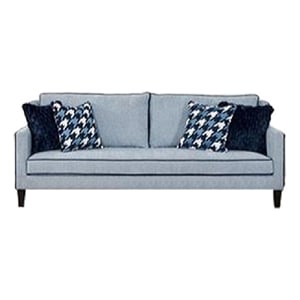 Colin Sofa- 4 Houndstooth Throw Pillows- Blue Polyester- 85 Inch