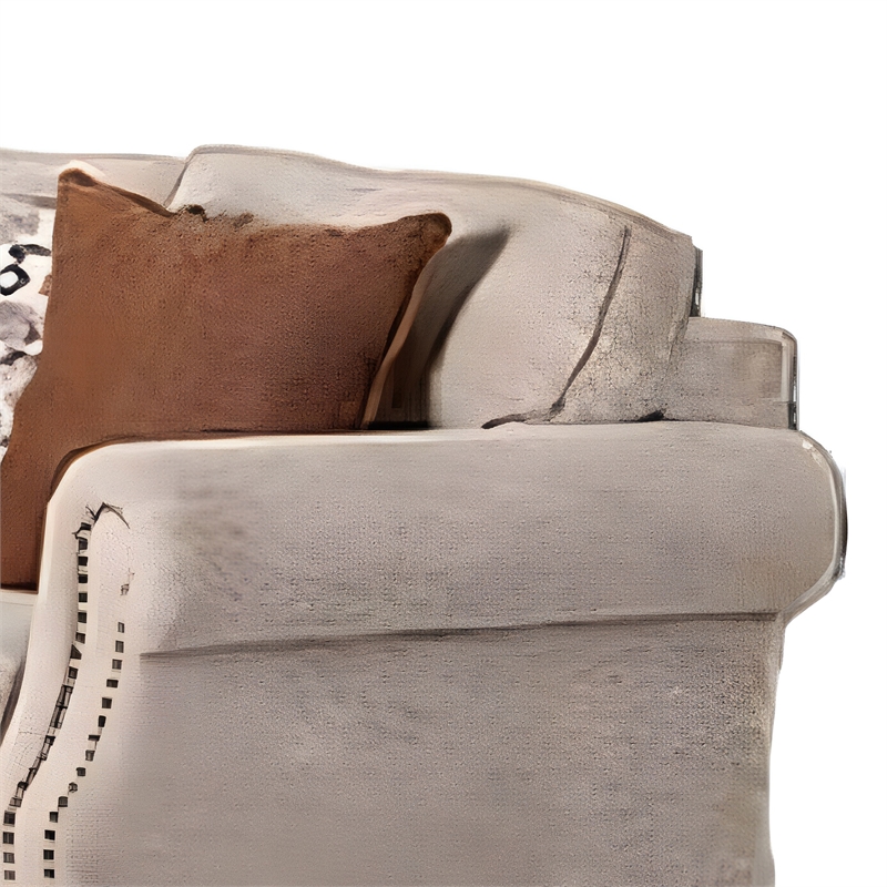 Bonie Loveseat- 4 Accent Pillows- Taupe Polyester- Rolled Arms 67 Inch