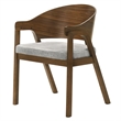 Lery Armchair Set of 2- Curved Walnut Brown Wood Back- Padded Seat