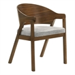 Lery Armchair Set of 2- Curved Walnut Brown Wood Back- Padded Seat
