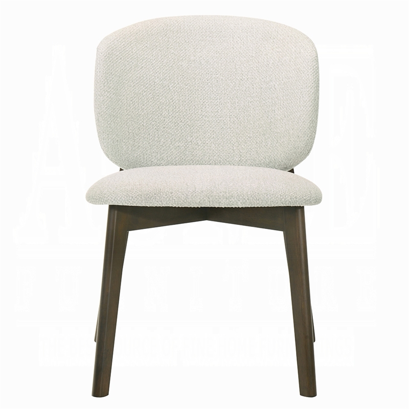 Mery Dining Side Chair Set of 2- Gray Chenille- Walnut Brown Legs