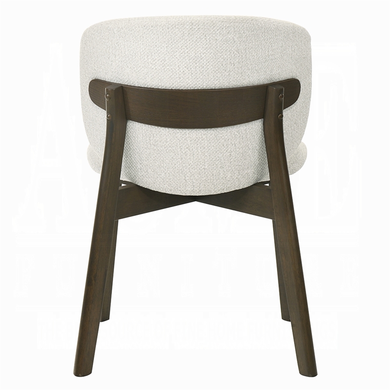 Mery Dining Side Chair Set of 2- Gray Chenille- Walnut Brown Legs
