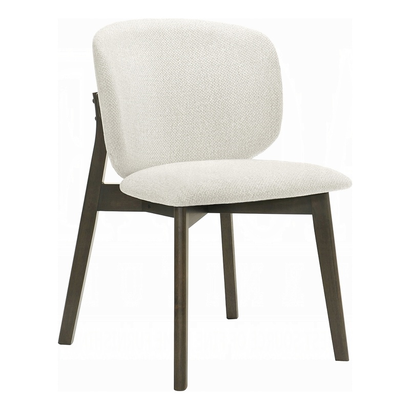 Mery Dining Side Chair Set of 2- Gray Chenille- Walnut Brown Legs