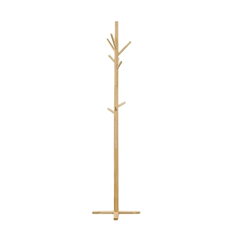 Jema 3 Tier Coat Rack- 9 Hanging Hooks- 70 Inch Natural Brown Solid Wood