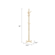 Jema 3 Tier Coat Rack- 9 Hanging Hooks- 70 Inch Natural Brown Solid Wood