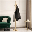 Jema 3 Tier Coat Rack- 9 Hanging Hooks- 70 Inch Natural Brown Solid Wood