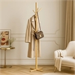 Jema 3 Tier Coat Rack- 9 Hanging Hooks- 70 Inch Natural Brown Solid Wood