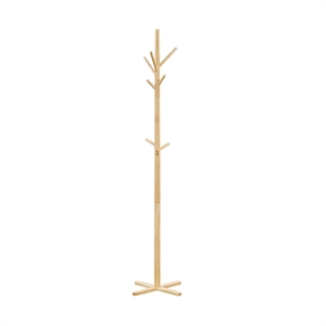 Jema 3 Tier Coat Rack- 9 Hanging Hooks- 70 Inch Natural Brown Solid Wood