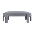 Fery Modern Bench with Curved Edges- Gray Velvet Upholstery- 54 Inch