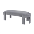 Fery Modern Bench with Curved Edges- Gray Velvet Upholstery- 54 Inch