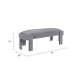 Fery Modern Bench with Curved Edges- Gray Velvet Upholstery- 54 Inch