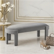 Fery Modern Bench with Curved Edges- Gray Velvet Upholstery- 54 Inch
