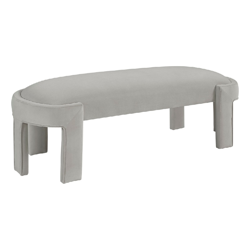 Fery Modern Bench with Curved Edges- Taupe Velvet Upholstery- 54 Inch