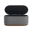 Sio Storage Bench- Ribbed Gray Corduroy- 43 Inch Walnut Brown Wood