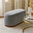Sio Storage Bench- Ribbed Gray Corduroy- 43 Inch Walnut Brown Wood