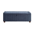 Doa Storage Bench- Channel Tufted- Blue Boucle Upholstery 50 Inch