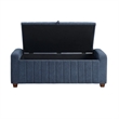 Doa Storage Bench- Channel Tufted- Blue Boucle Upholstery 50 Inch