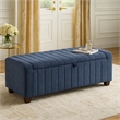 Doa Storage Bench- Channel Tufted- Blue Boucle Upholstery 50 Inch