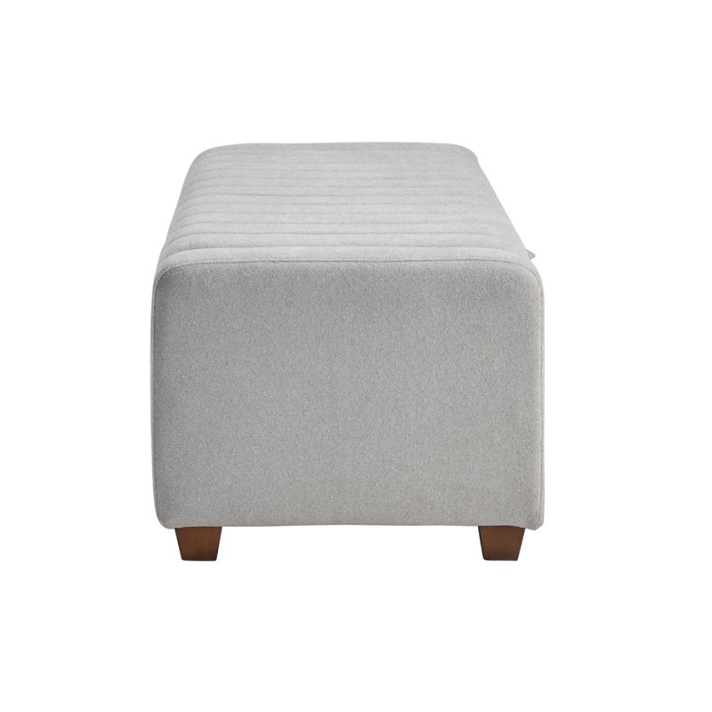 Doa Storage Bench- Channel Tufted- Gray Boucle Upholstery 50 Inch