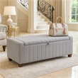 Doa Storage Bench- Channel Tufted- Gray Boucle Upholstery 50 Inch