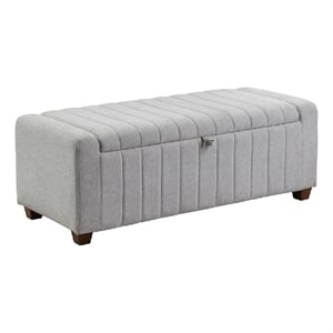 Doa Storage Bench- Channel Tufted- Gray Boucle Upholstery 50 Inch