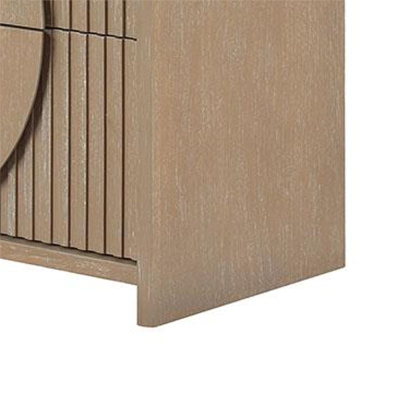 Tanya Nightstand with 2 Drawers- Reeded Panels- Natural Brown Wood