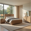 Tanya 4pc Queen Bedroom Set- Dresser Mirror- Reeded Natural Brown