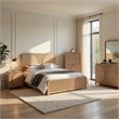 Tanya 5pc Queen Bedroom Set w Tall Chest- Reeded Natural Brown