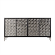 Betie Sideboard Buffet Cabinet- Textured Steel Metal- Black Wood- 72In