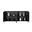 Betie Sideboard Buffet Cabinet- Textured Steel Metal- Black Wood- 72In