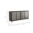 Betie Sideboard Buffet Cabinet- Textured Steel Metal- Black Wood- 72In