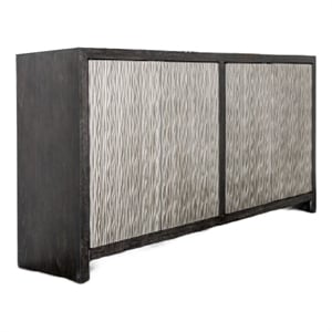 Betie Sideboard Buffet Cabinet- 72 Inch- Weathered Steel- Black Wood