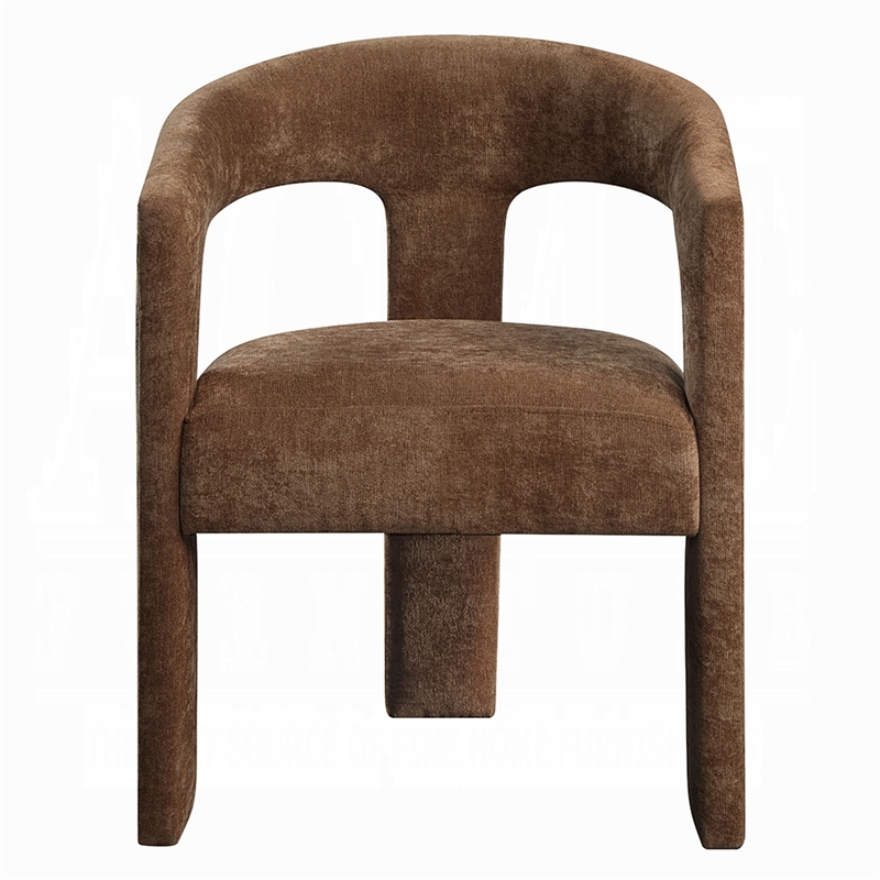 Hery Armchair Set of 2- Curved Padded Backrest and Seat- Brown Linen
