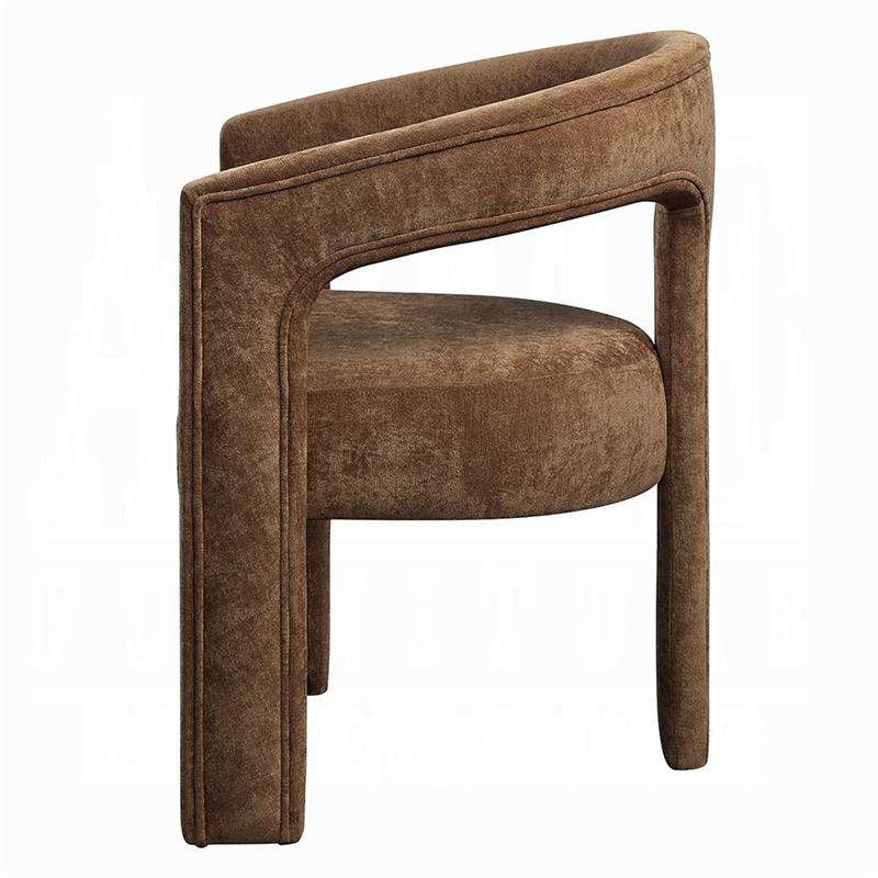 Hery Armchair Set of 2- Curved Padded Backrest and Seat- Brown Linen