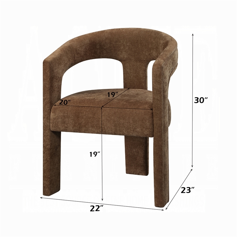 Hery Armchair Set of 2- Curved Padded Backrest and Seat- Brown Linen