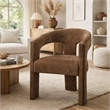 Hery Armchair Set of 2- Curved Padded Backrest and Seat- Brown Linen