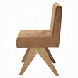 Sery Dining Side Chair Set of 2- Chocolate Brown Chenille- Wood Legs