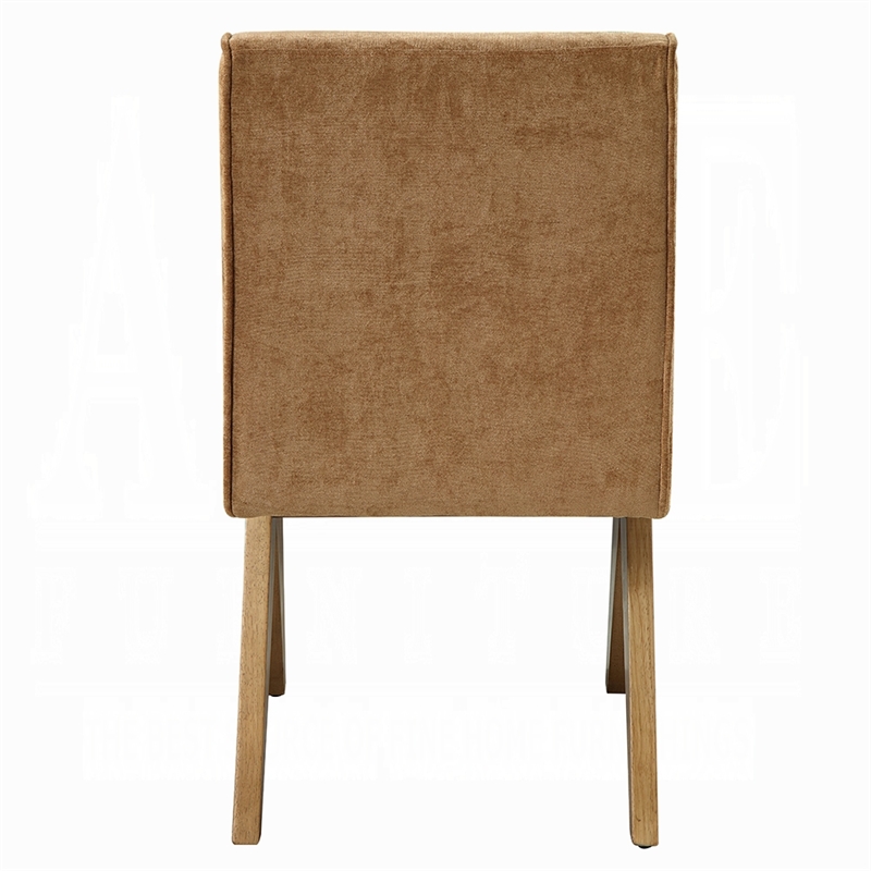 Sery Dining Side Chair Set of 2- Chocolate Brown Chenille- Wood Legs