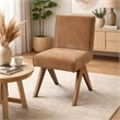 Sery Dining Side Chair Set of 2- Chocolate Brown Chenille- Wood Legs